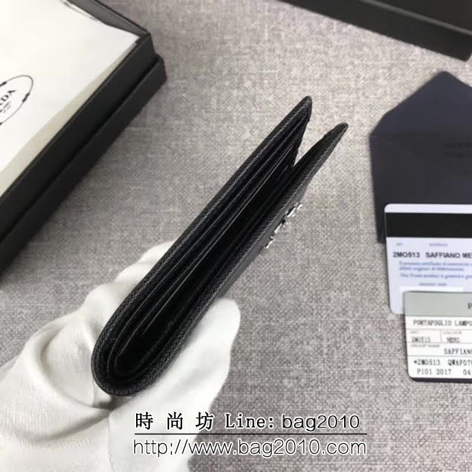 PRADA普拉達 官網同步 經典爆款 頂級原單十字紋牛皮 男士短款錢夾 2M0513 DD1783